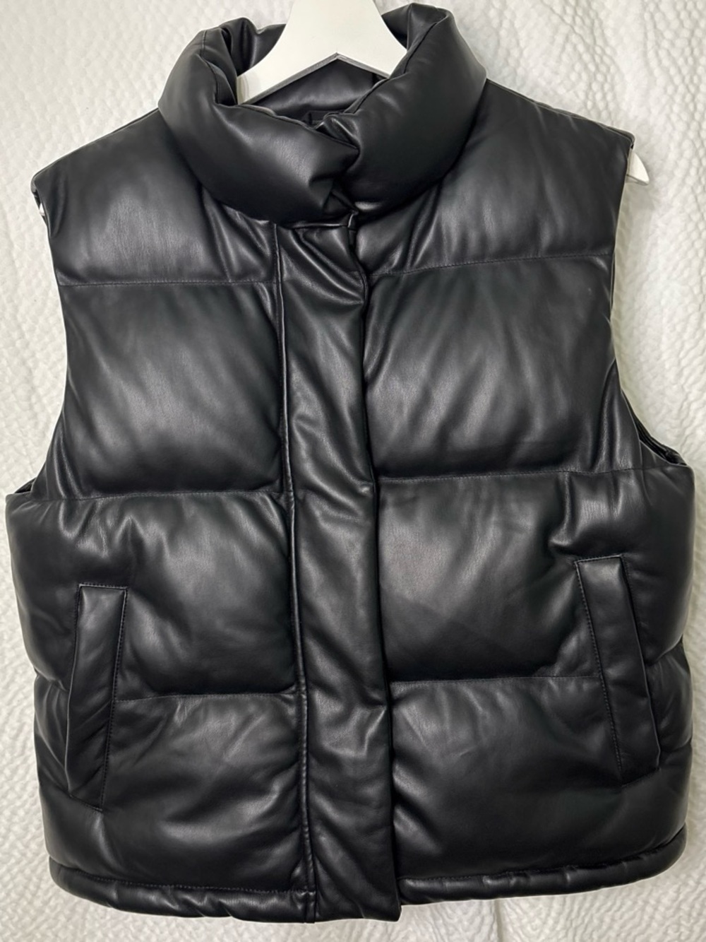 Express Black Faux Leather Puffer Vest - Women